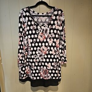 Rose abd Olive Floral Polka Dot Women's Top